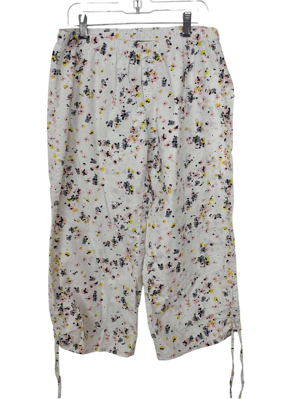 GapBody Women’s Cropped White Floral Pajama Pants Lightweight Sleep Size Sm